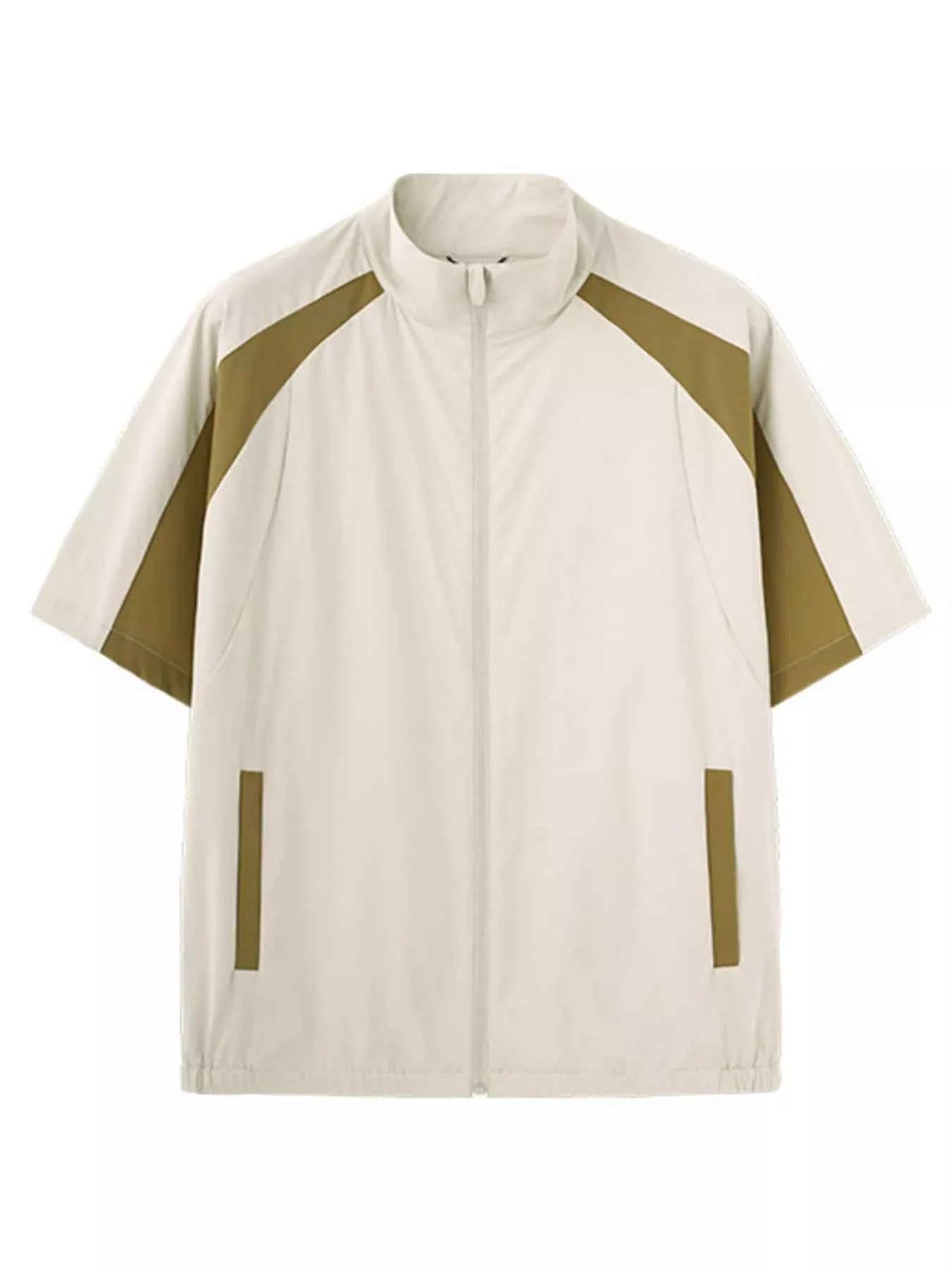 Men's Color Block Zip Up Short Sleeve Jacket