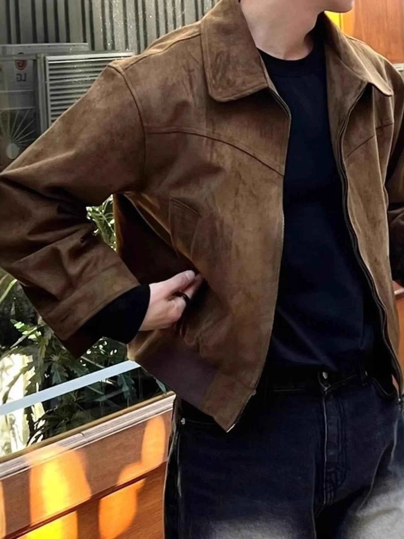 Men's Plus Size Zip Up Long Sleeve Jacket