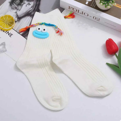 Cartoon Ribbed Knit Crew Socks
