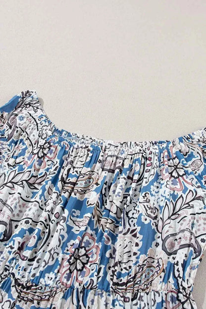 Boho Paisley Print Off Shoulder Maxi Dress