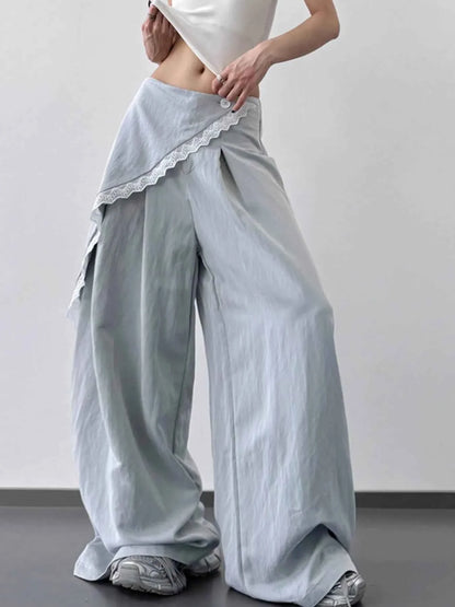 Lace Detail Wide Leg Pants