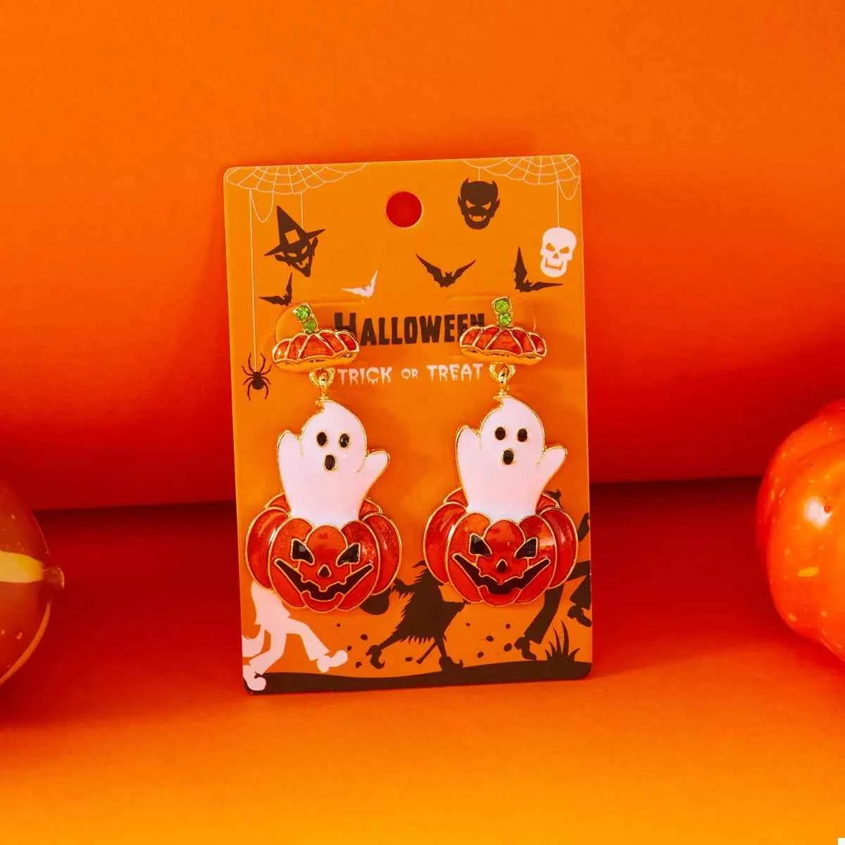 Halloween Ghost Pumpkin Dangle Earrings