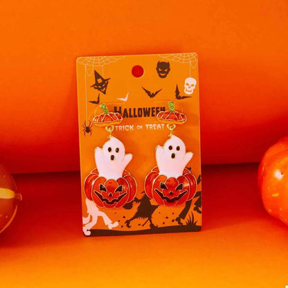 Halloween Ghost Pumpkin Dangle Earrings