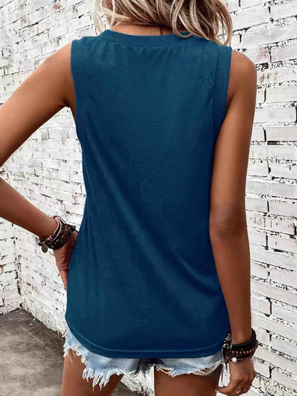 Breathable V-Neck Ribbed-Band Tank Top