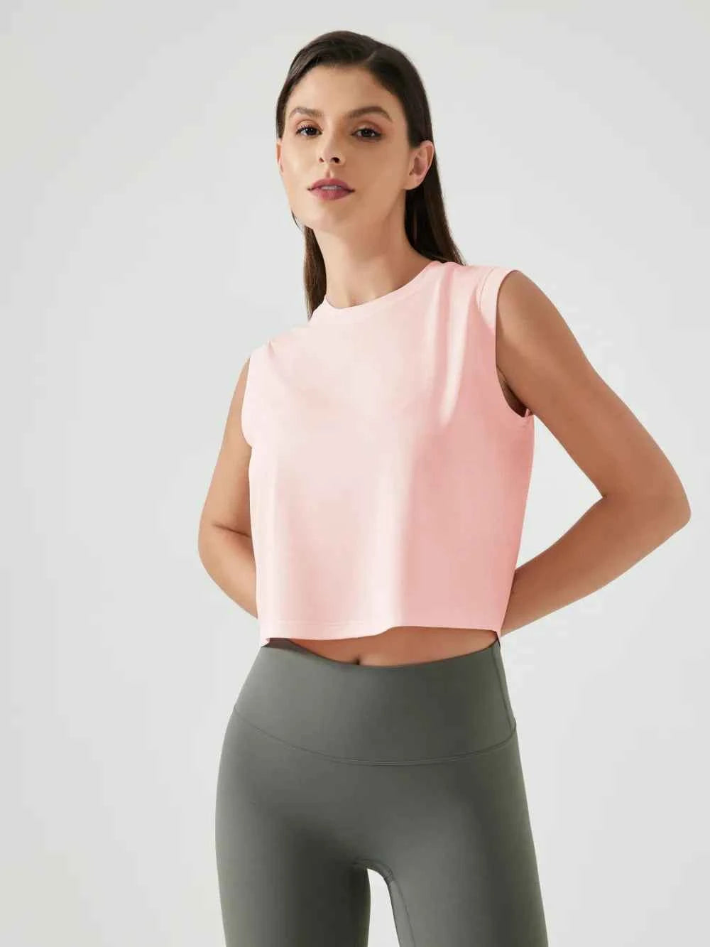 Millennia Round Neck Cropped Active Tank