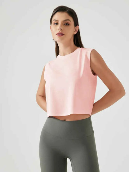 Millennia Round Neck Cropped Active Tank
