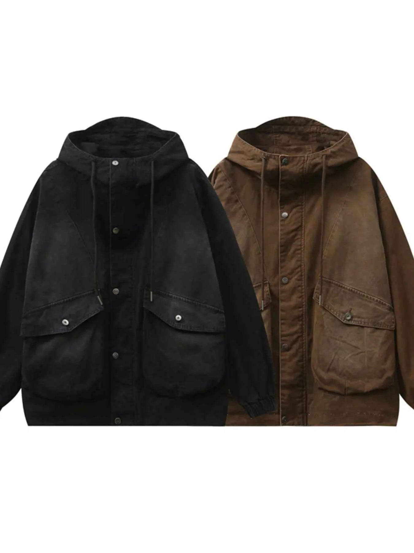 Men's Plus Size Drawstring Long Sleeve Jacket