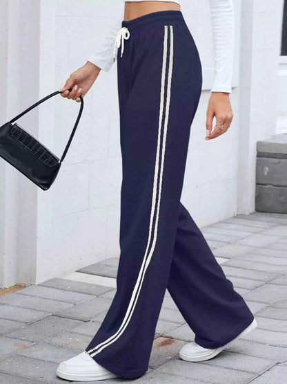 Side Striped Wide Leg Pants
