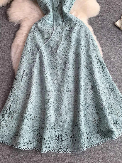Lace Sleeveless A-Line Dress