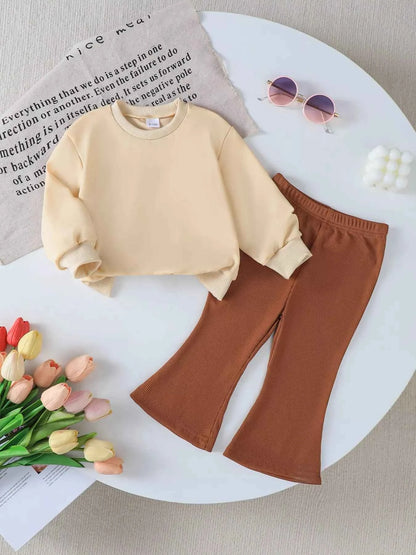 Children's Halloween Graphic Round Neck Top and Pants Set