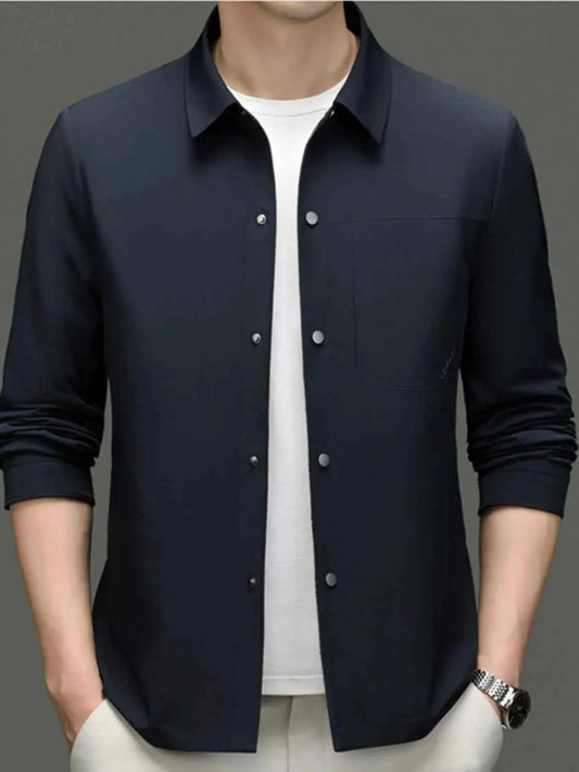 Men's Plus Size Snap Down Long Sleeve Jacket