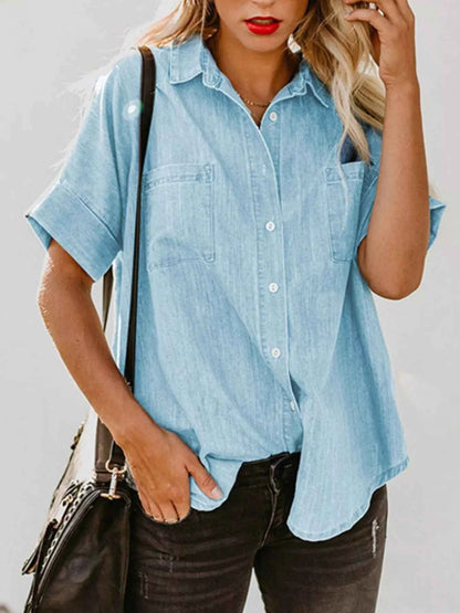 Casual Short Sleeve Denim Shirt