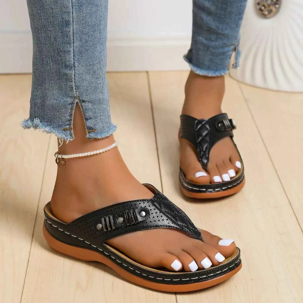 Toe Post Wedge Sandals