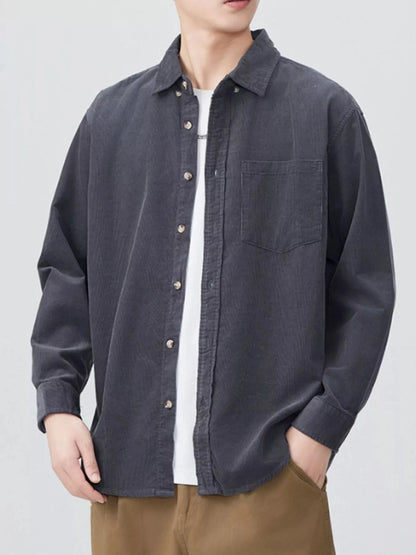 Men's Plus Size Button Up Long Sleeve Shirt