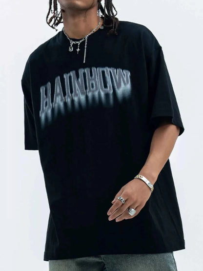 Men's Letter Round Neck Short Sleeve T-Shirt