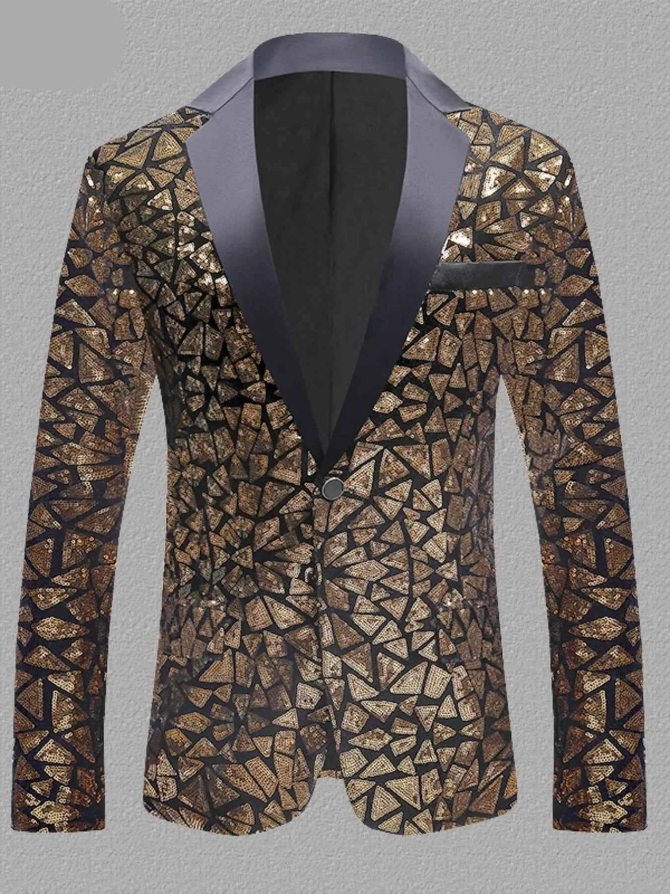 Men's Full Size Geometric One Button Blazer Plus Size