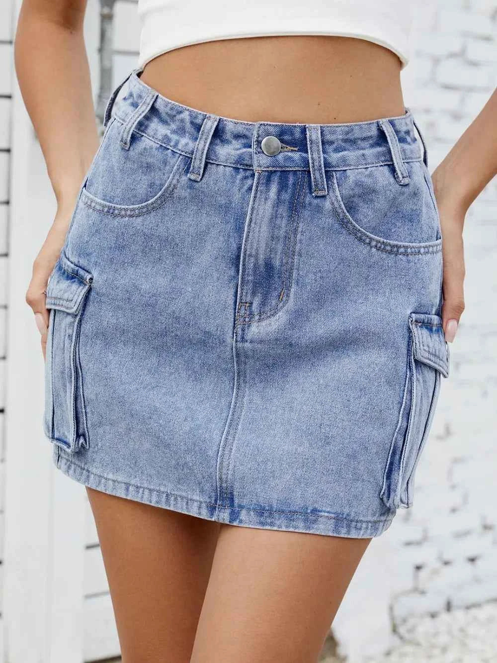 Cargo Denim Skirt