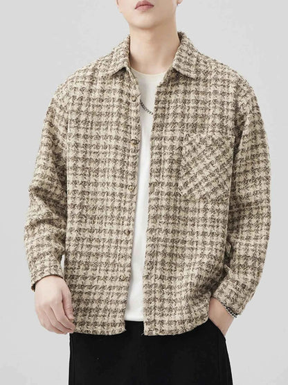 Men's Plus Size Button Up Long Sleeve Jacket