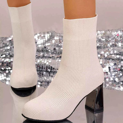 Round Toe Block Heels Boots