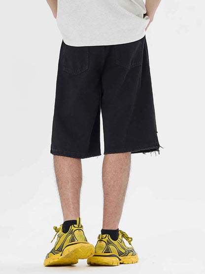 Men's Frayed Hem Denim Shorts