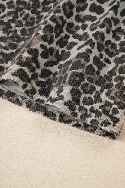 Leopard Denim Mini Skirt