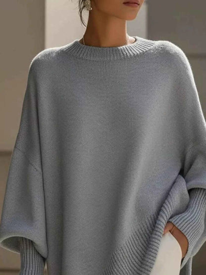 Ribbed Batwing Sleeve Oversized Sweater