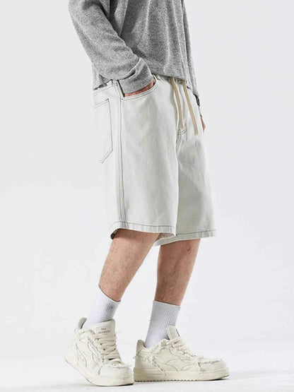 Men's Loose Fit Drawstring Denim Shorts