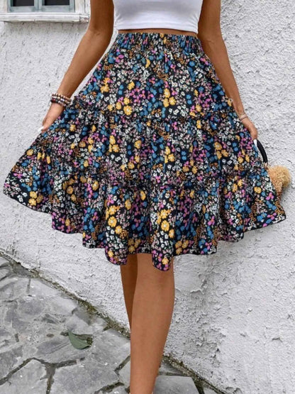 Floral Print Midi Skirt