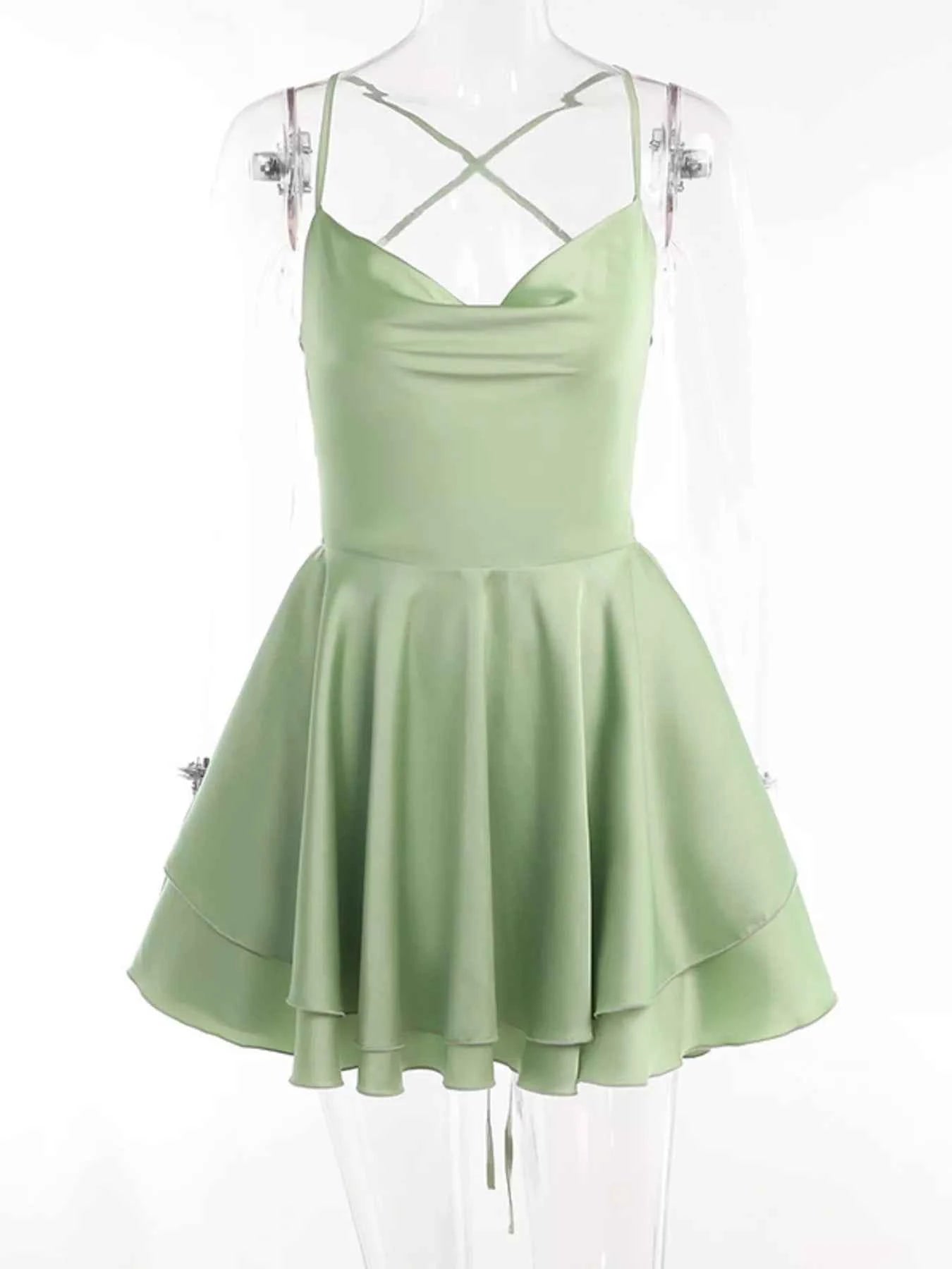 Backless Layered Ruffled Cami Dress