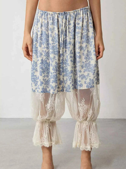 Floral Lace Patchwork Pants