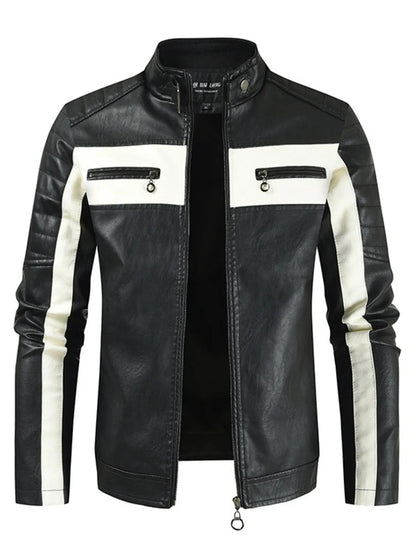 Men's Plus Size Contrast Zip Up Long Sleeve Jacket