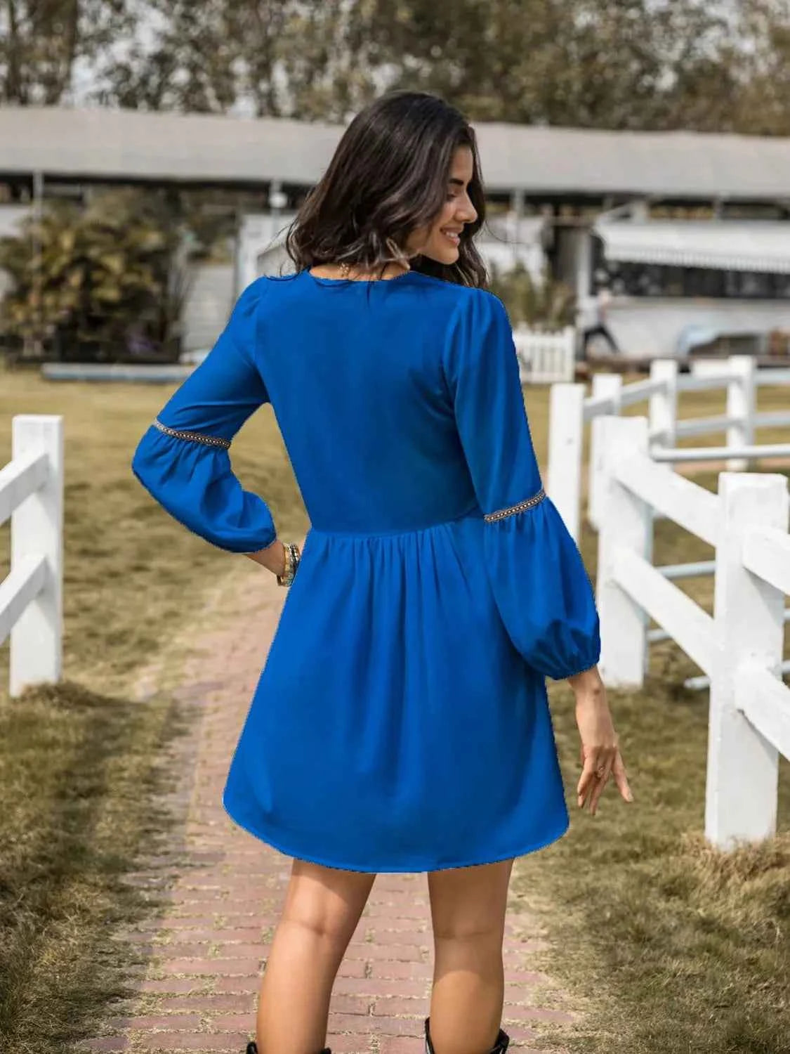 Long Sleeve Mini Dress with Contrast Trim