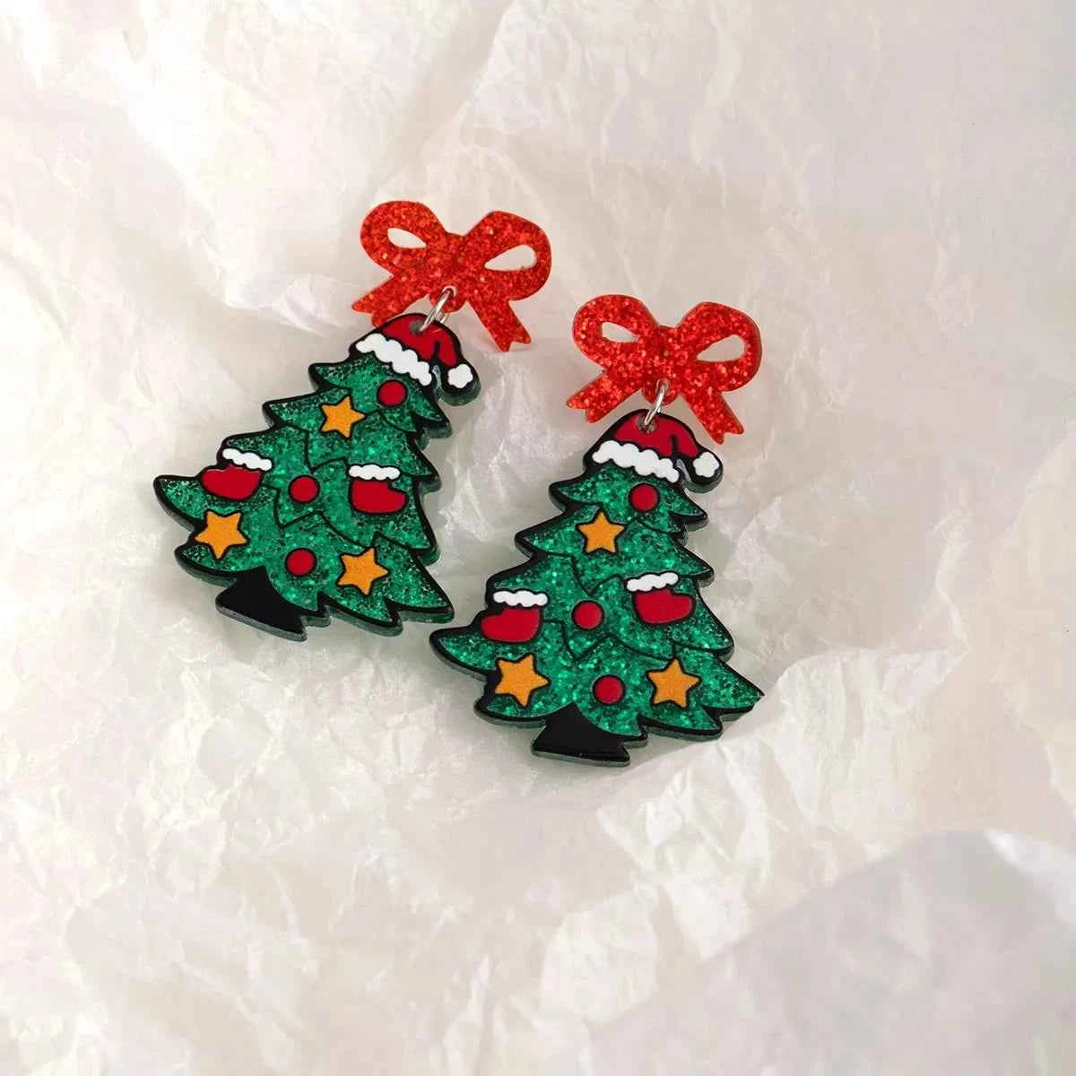 Acrylic Christmas Tree Drop Earrings