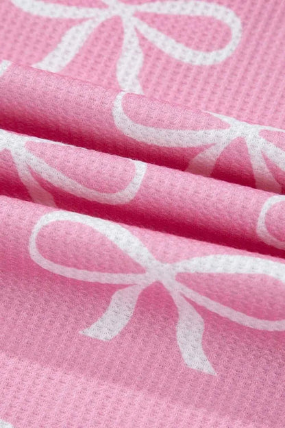 Bowknot Printed Notched T-Shirt and Shorts Set