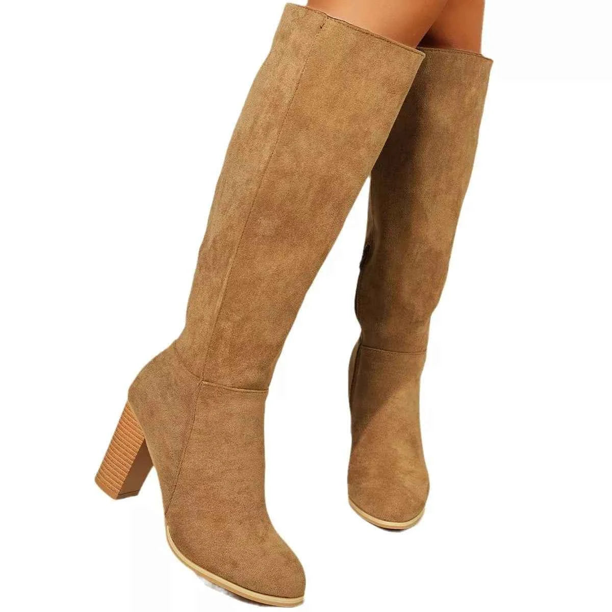 Point Toe Block Heels Boots