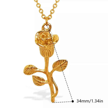 18K Gold-Plated Stainless Steel Flower Pendant Necklace