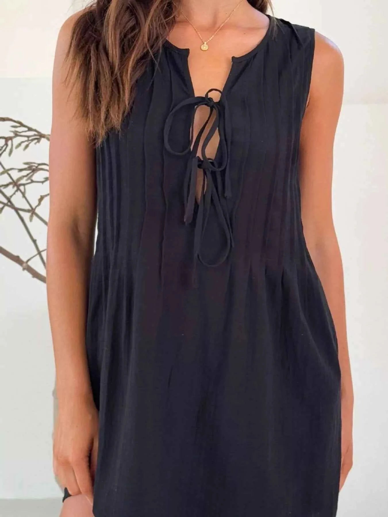 Sleeveless Tie-Front Mini Dress