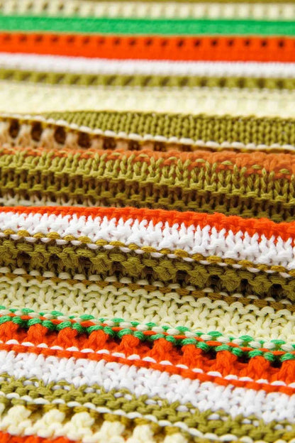 Openwork Stripe Sleeveless Sweater Dress