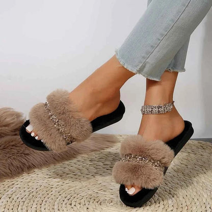 Open Toe Fuzzy Slippers