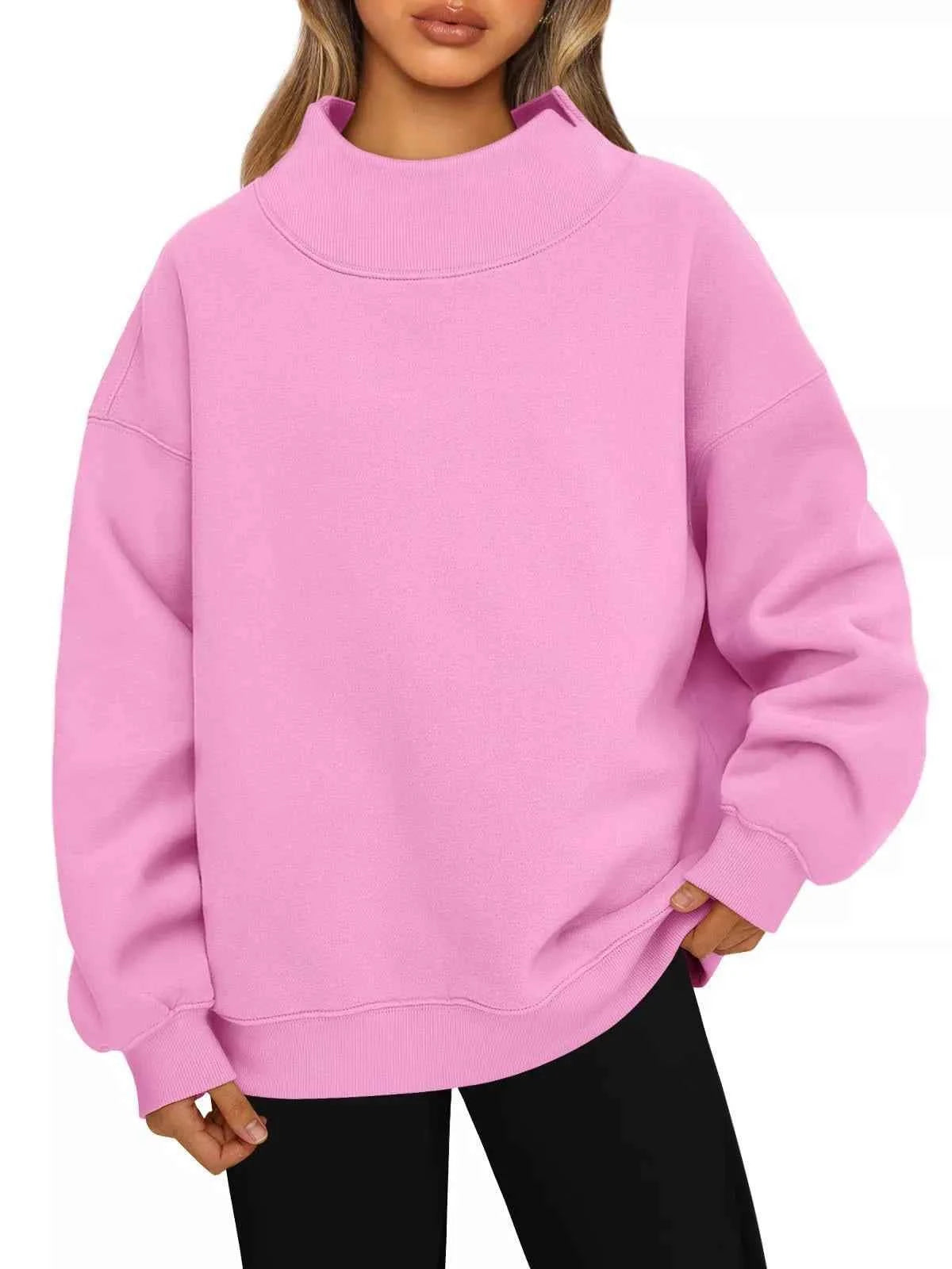 Mock Neck Dropped Shoulder Sweatshirt