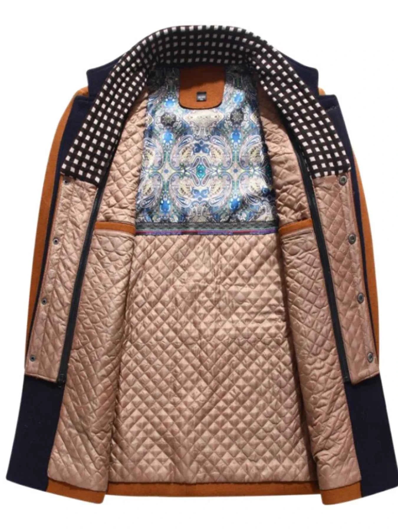 Men's Plus Size Quilted Inner Long Sleeve Coat