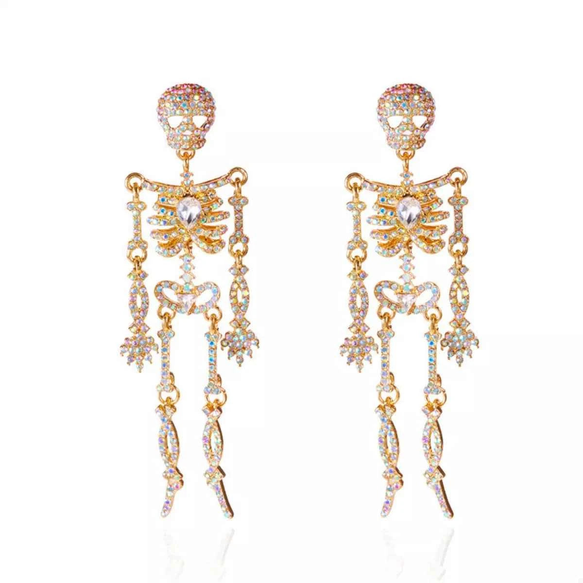 Halloween Skeleton Skull Zircon Drop Earrings