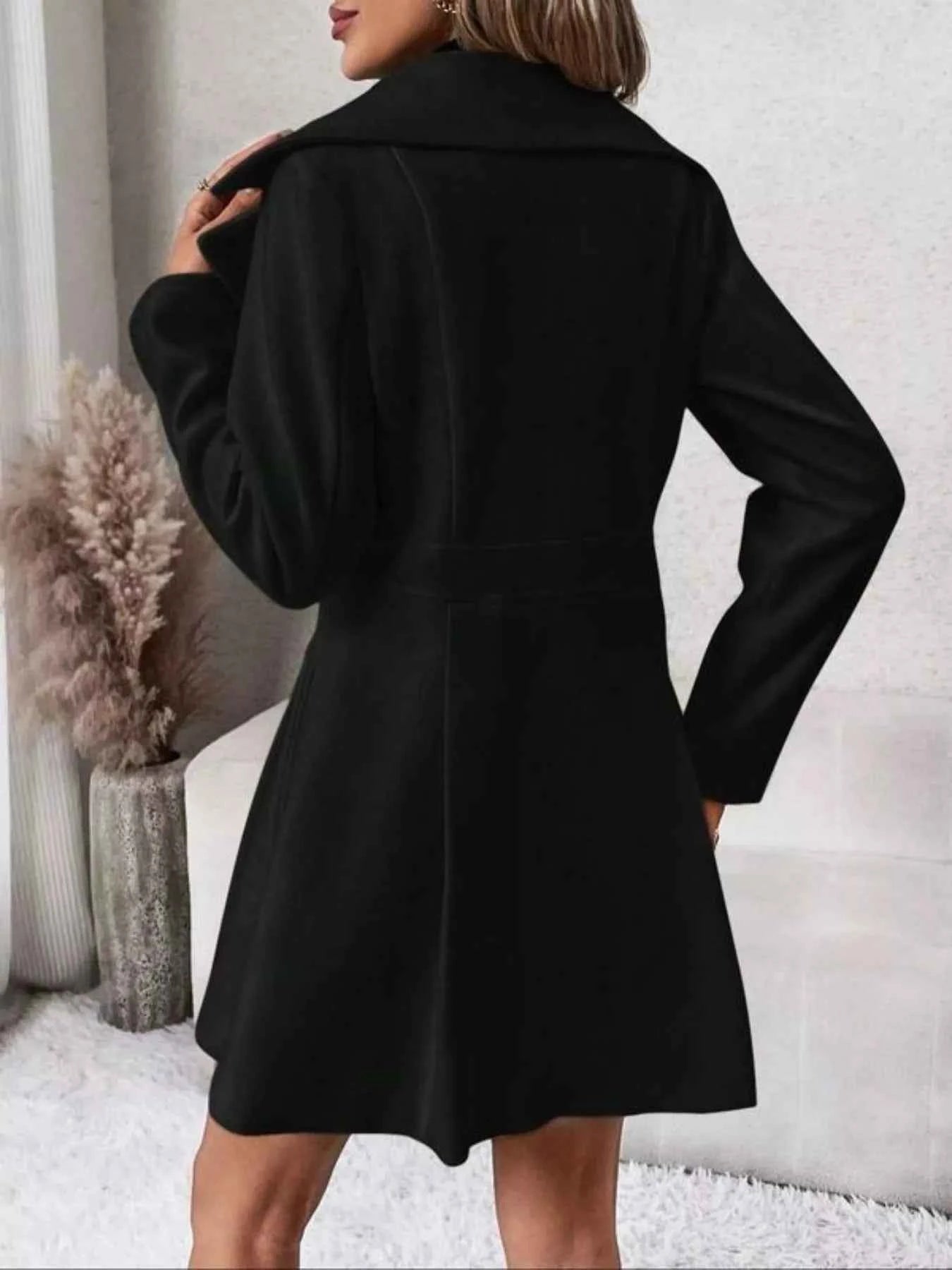 Double-Breasted Wool Blend Coat
