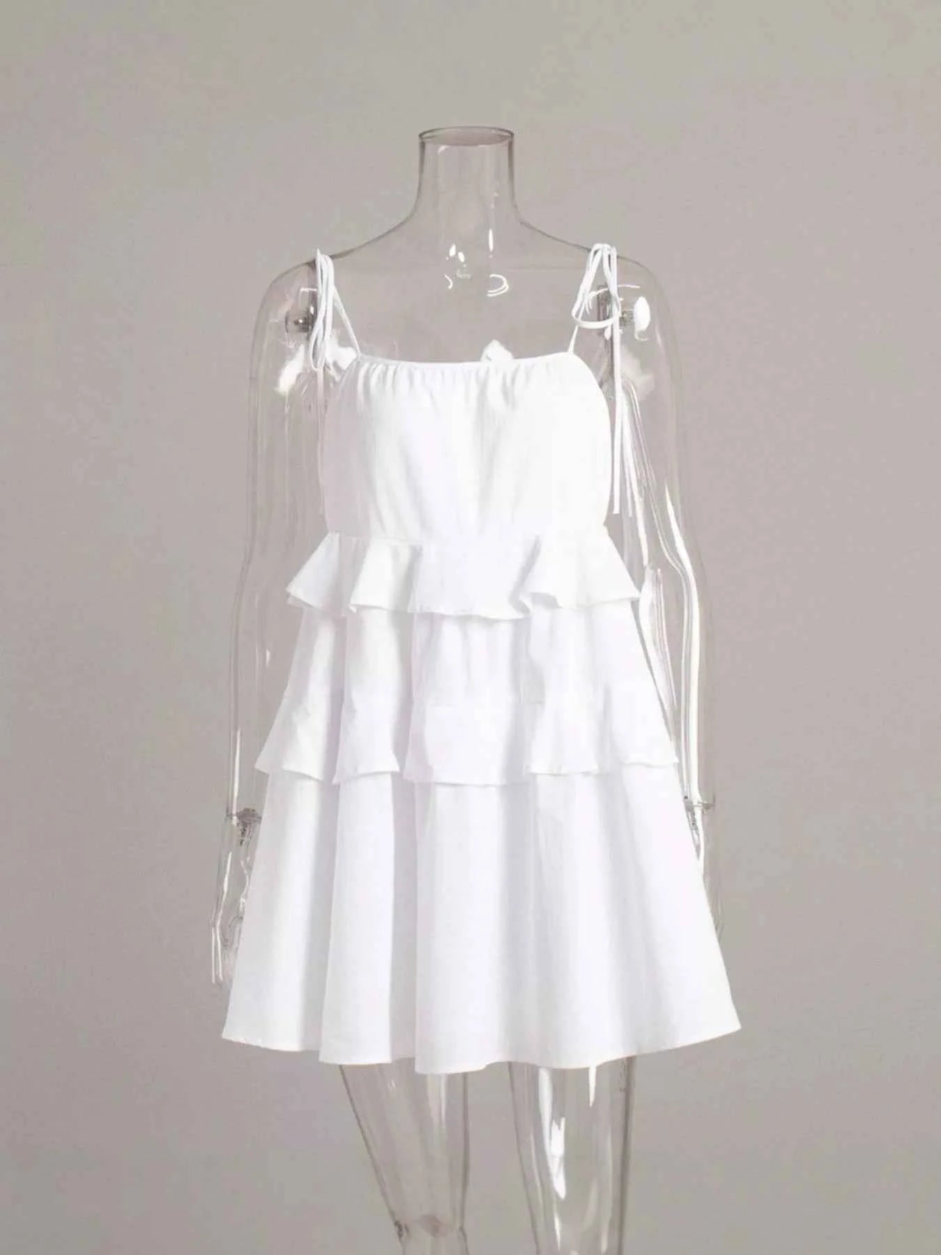 Ruffled Tie Shoulder Mini Dress