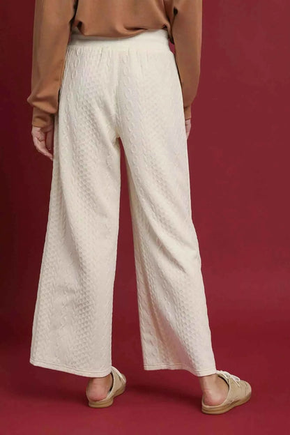Umgee Cable Knit Textured Wide Leg Pants