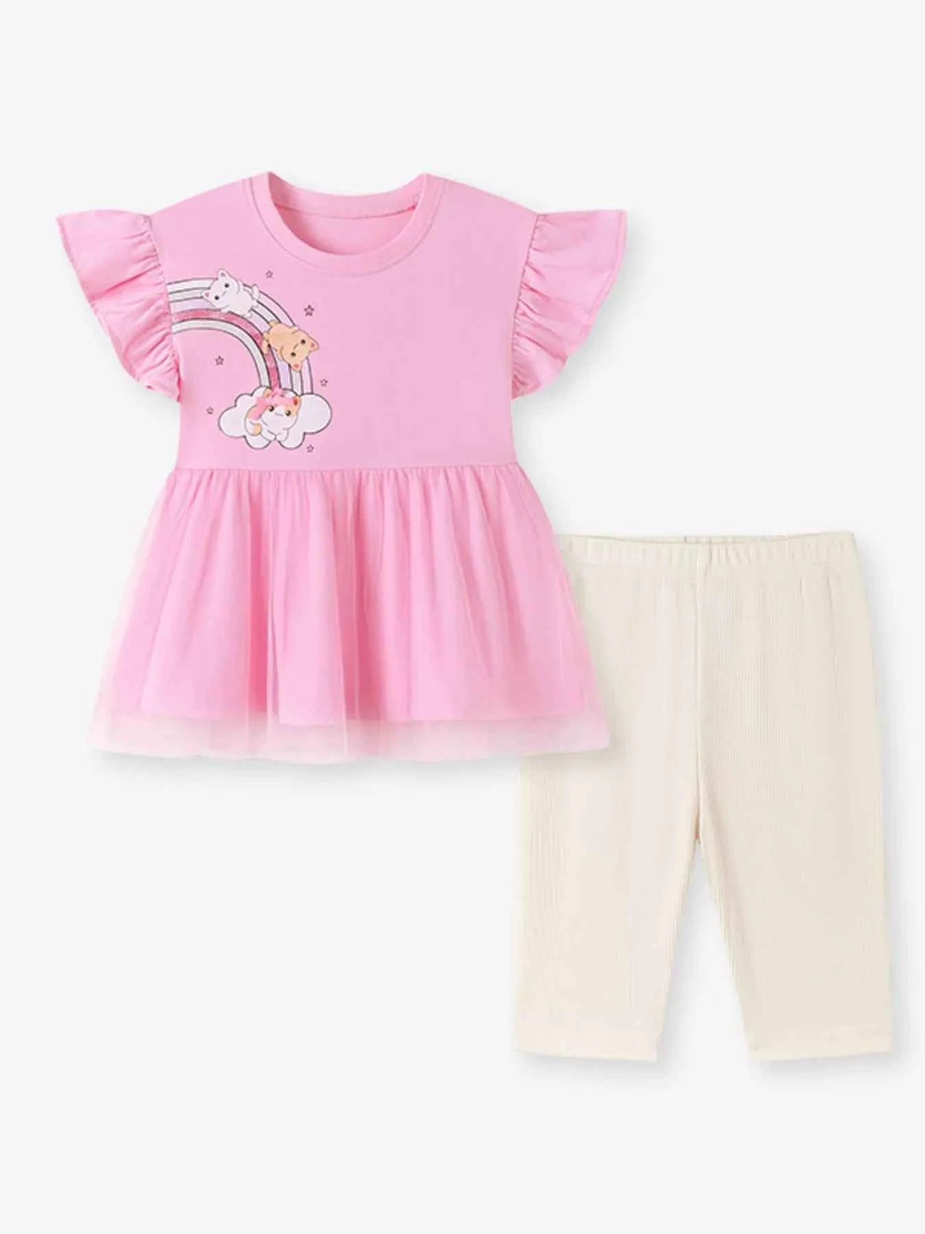 Children's Ruffled Cap Sleeve Top and Pants Set