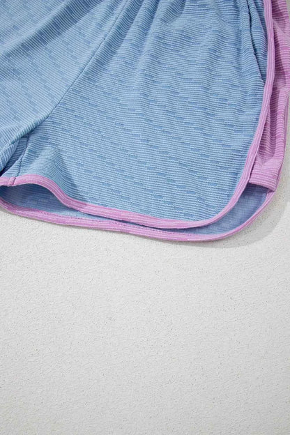 Contrast Round Neck Top and Shorts Set