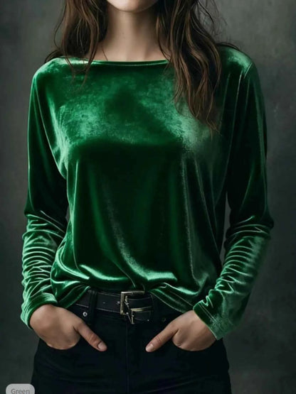 Full Size Velvet Long Sleeve T-Shirt Plus Size