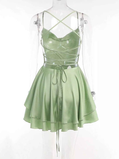 Backless Layered Ruffled Cami Dress