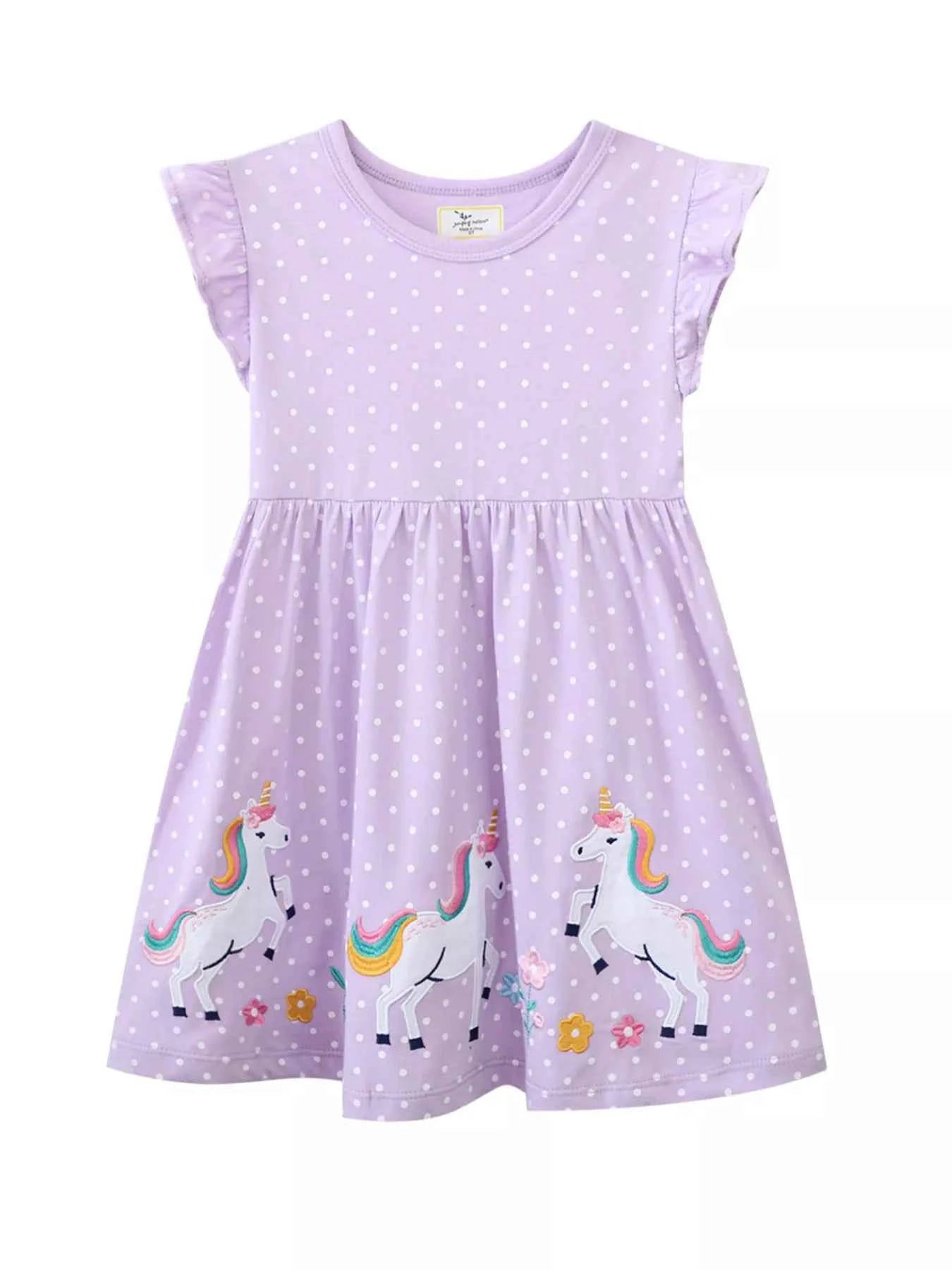 Children's Unicorn Embroidered Polka Dot Dress